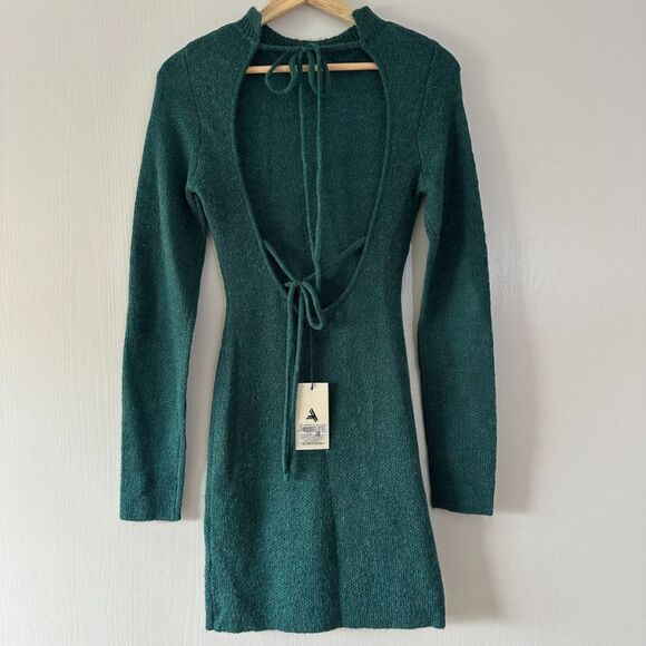 Atoir Womens Mohair Cut Out Back Miaa Sweater Mini Dress Emerald Green Sz XS NWT - Picture 5 of 8